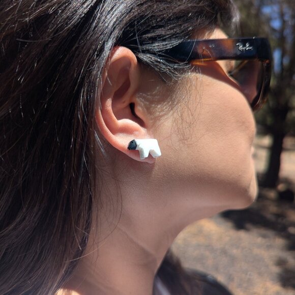 Native American Hand-carved Sheep Stud Earrings Navajo Handmade Jewelry‎ ** - Picture 7 of 10